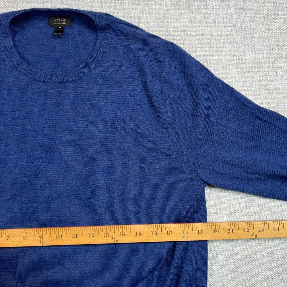 J.Crew Merino Wool Crewneck Sweater Men M Blue Lightweight Knit Preppy‎ Soft Ivy